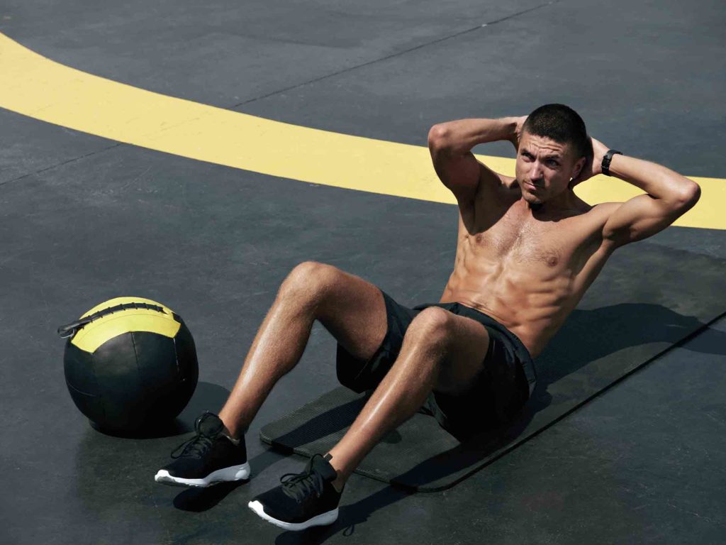 Man training get six-pack abs