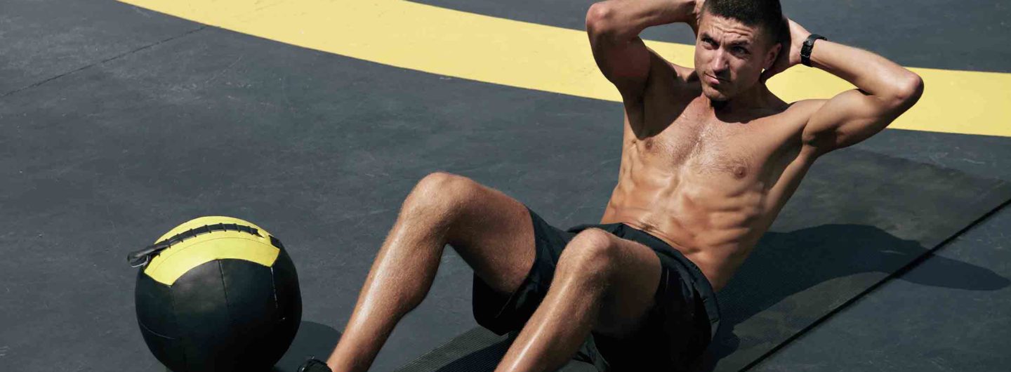 Man training get six-pack abs