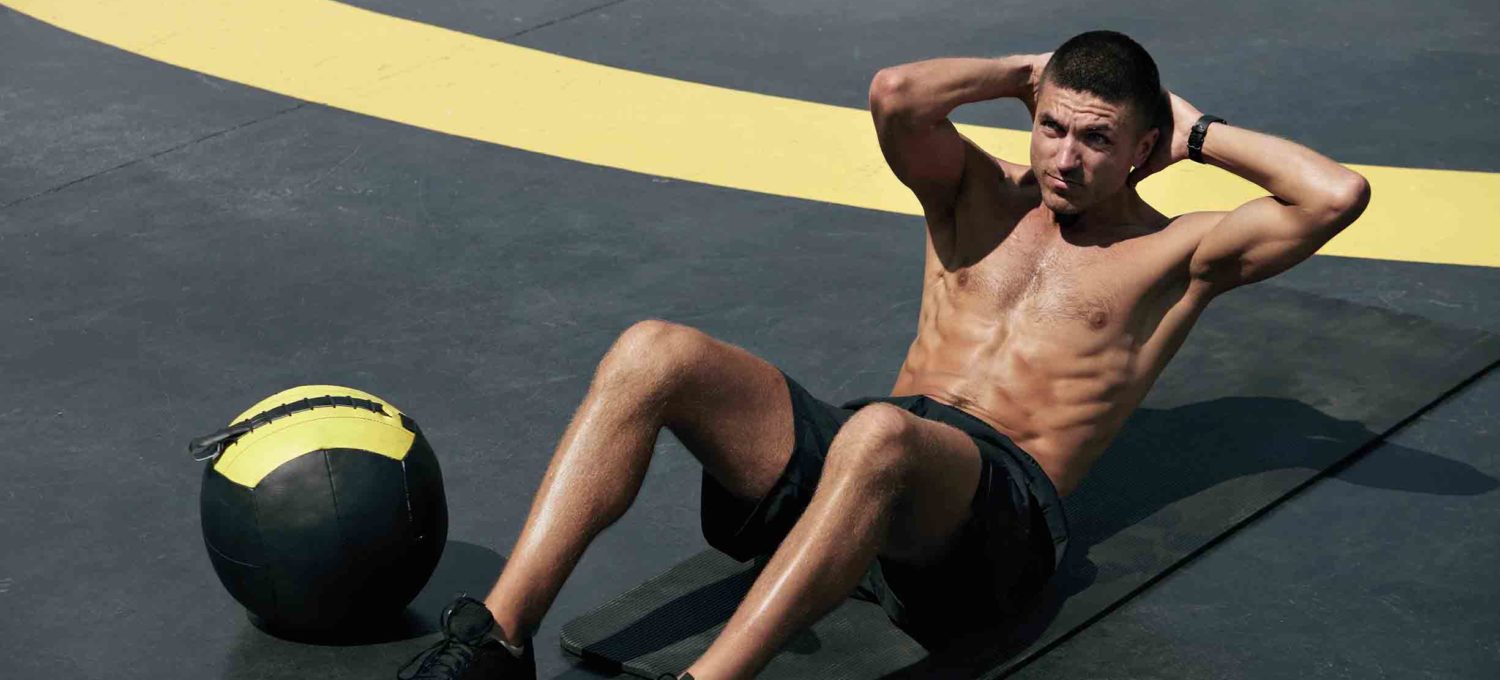 Man training get six-pack abs