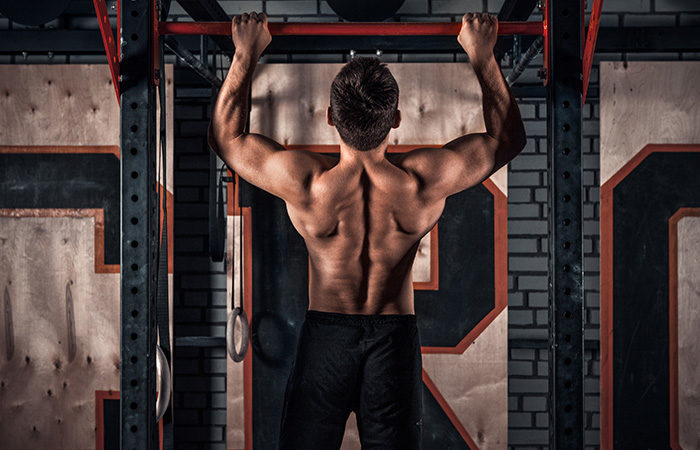 Chin up pull up man gym training muscle strength power back biceps lats